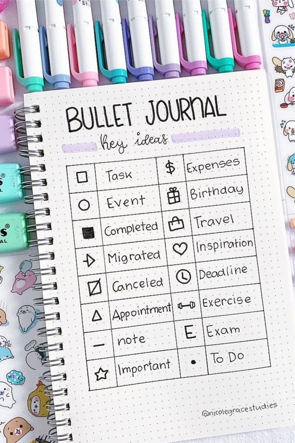 Printable Bullet Journal Key Printable Word Searches