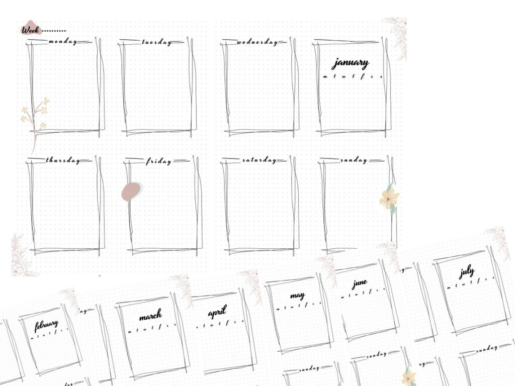 Printable Bullet Journal Pages Weekly Minimal Planner Etsy