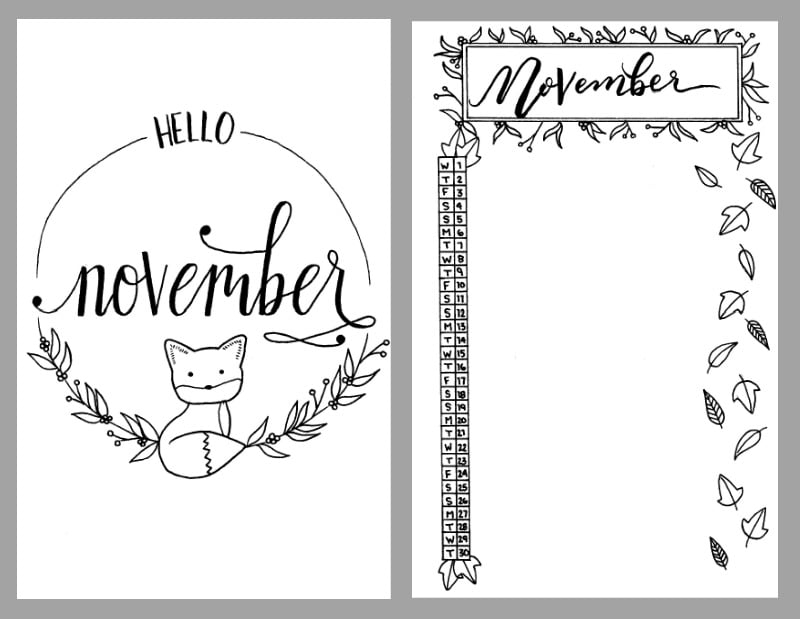 Printable November Bullet Journal Setup The Petite Planner