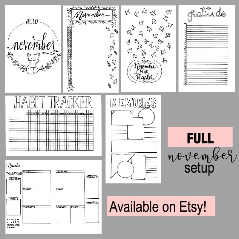 Printable November Bullet Journal Setup The Petite Planner