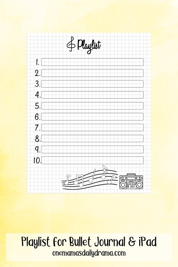 Printable Playlist Tracker For Your Bullet Journal Bullet Journal 