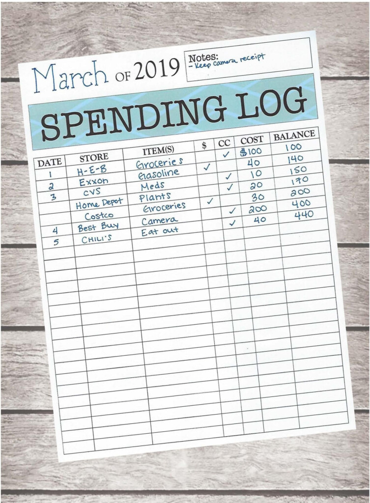 Printable Spending Log