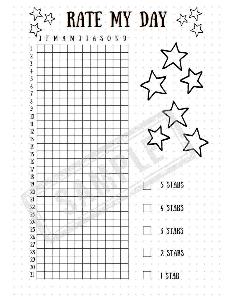 Rate My Day Tracker A5 Journal Page Printable Tracker Journal Template 