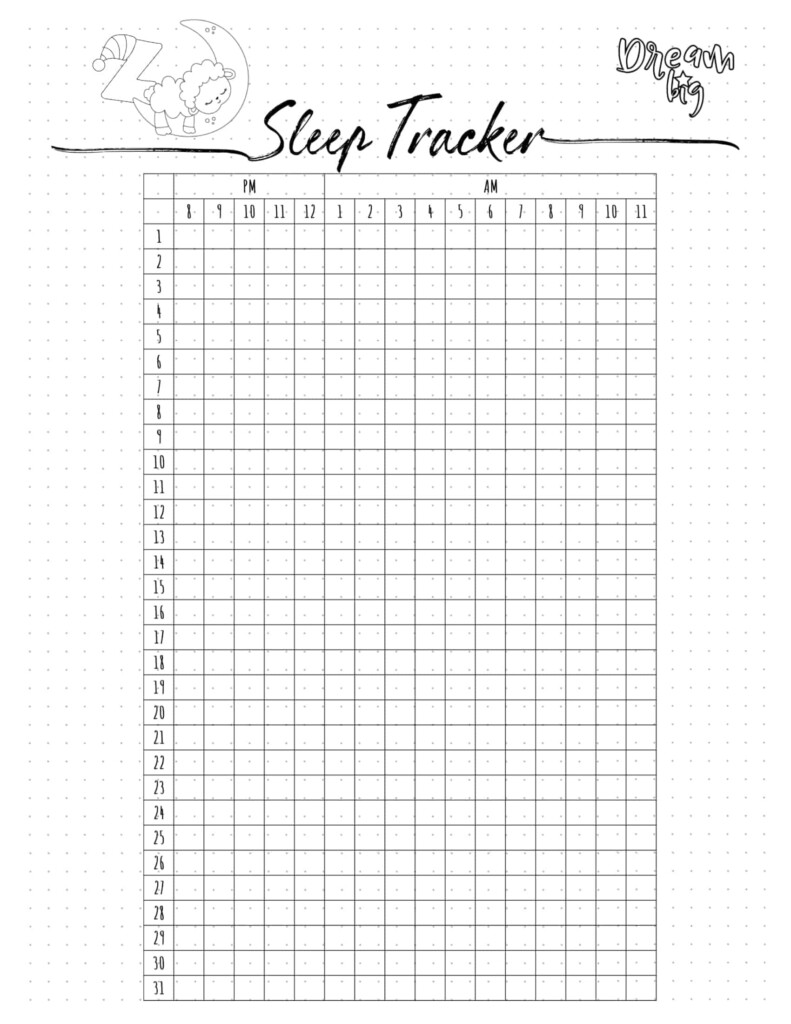 Sleep Tracker Bullet Journal Free Customizable Printable