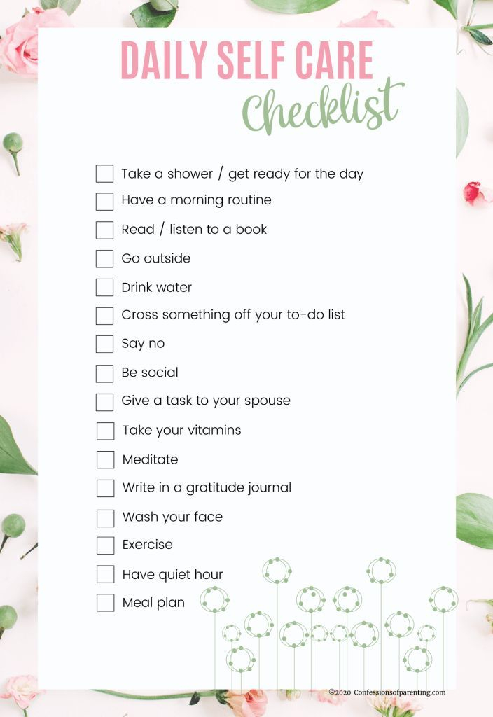 The Best Daily Self Care Checklist For Moms In 2022 Self Care Bullet 