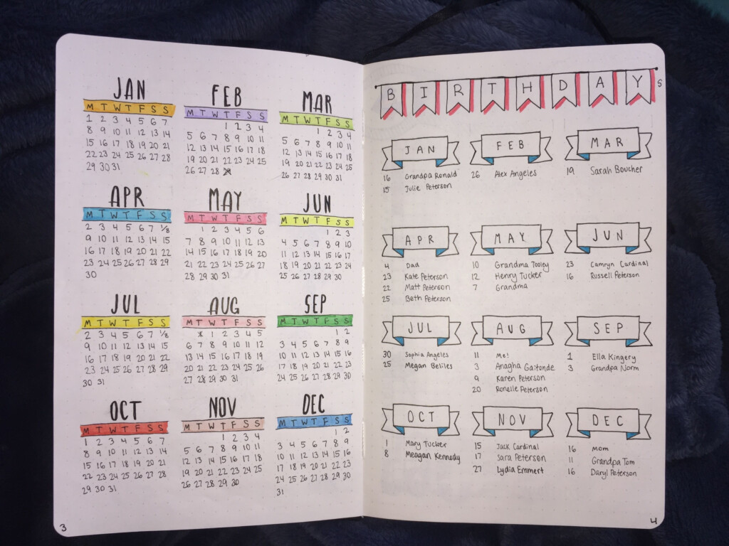 Universal Bullet Journal Year At A Glance Layout In 2020 Bullet 