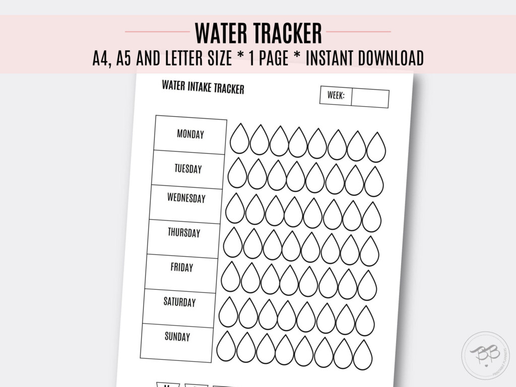 Water Tracker A4 A5 Letter Size Health Management Weekly Etsy 