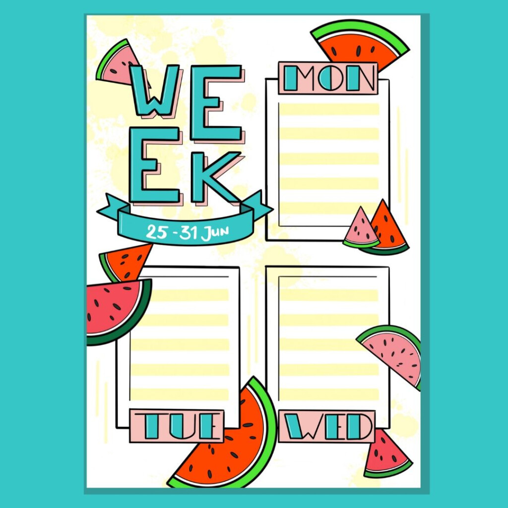 Watermelons Printable Bullet Journal Weekly Spread Lorelsberg