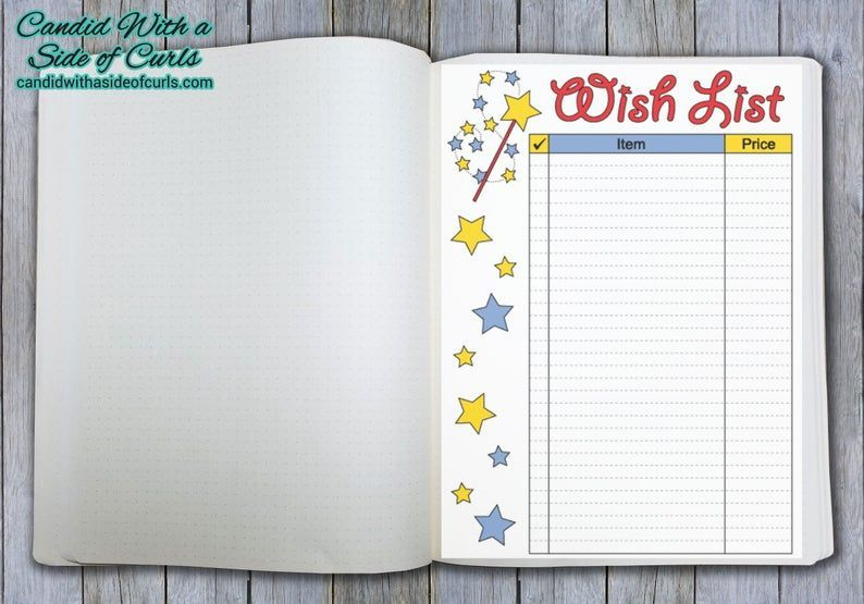 Wish List Bullet Journal Printable Pages Bullet Journal Print Bullet 