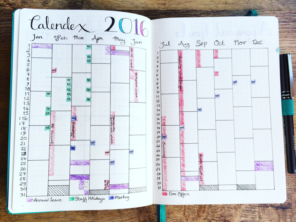 Work Bullet Journal Calendex Need To Try This With Major Work Events 